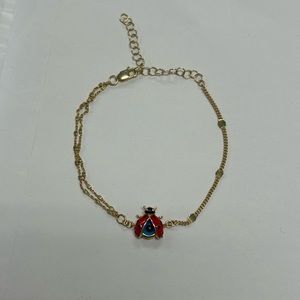 Sterling Silver Gold Plated Lady Bug Evil Eye Bracelet